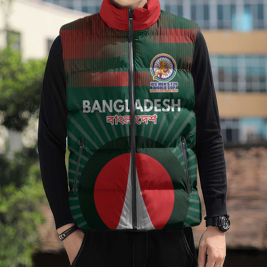 Custom Bangladesh Cricket Spirit 2026 Sleeveless Puffer Jacket World T20 Edition - Bengal Tiger - Wonder Print Shop