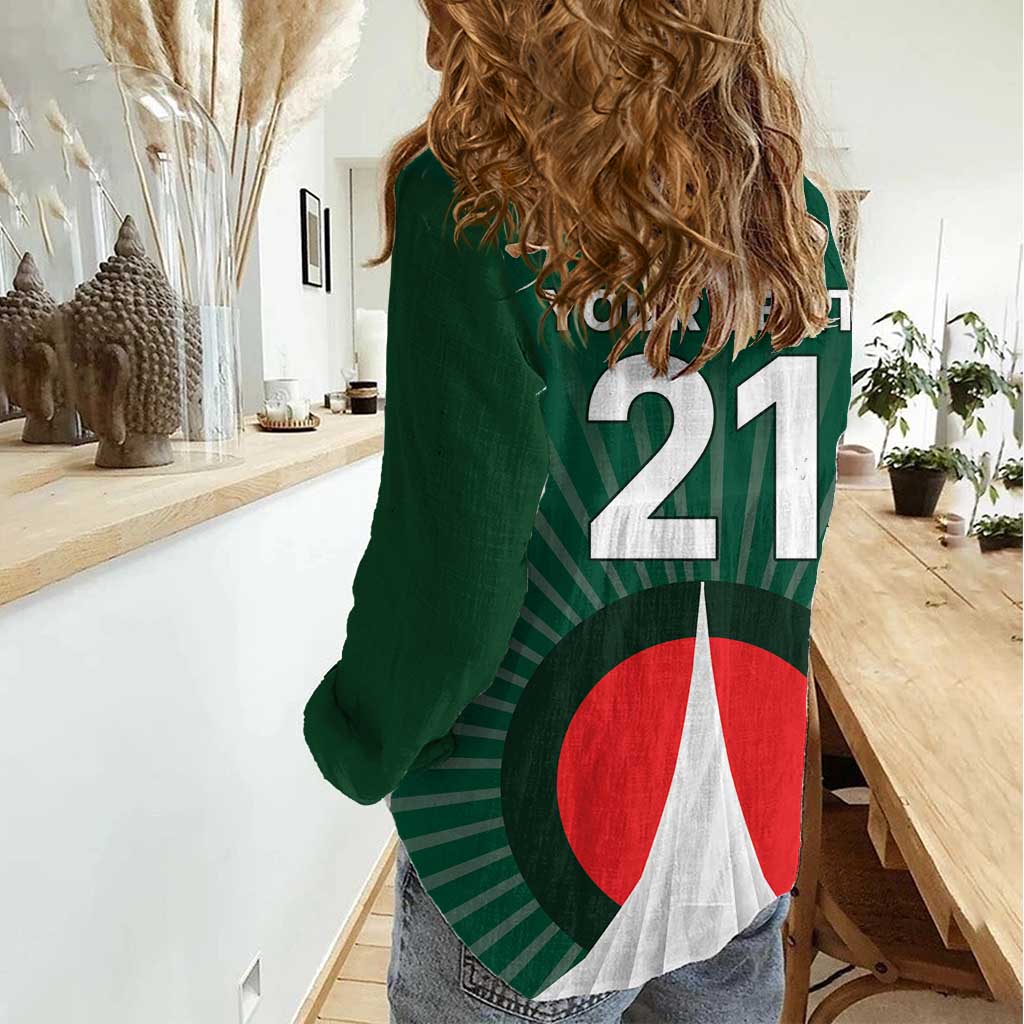 Custom Bangladesh Cricket Spirit 2026 Women Casual Shirt World T20 Edition - Bengal Tiger - Wonder Print Shop