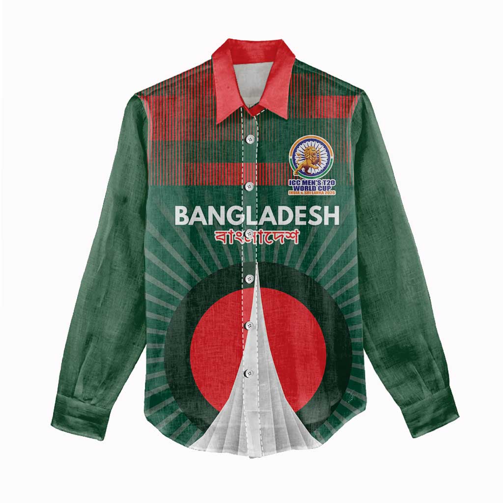 Custom Bangladesh Cricket Spirit 2026 Women Casual Shirt World T20 Edition - Bengal Tiger - Wonder Print Shop