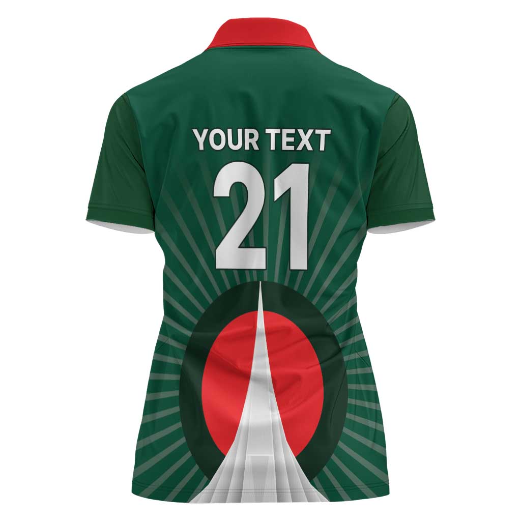 Custom Bangladesh Cricket Spirit 2026 Women Polo Shirt World T20 Edition - Bengal Tiger - Wonder Print Shop