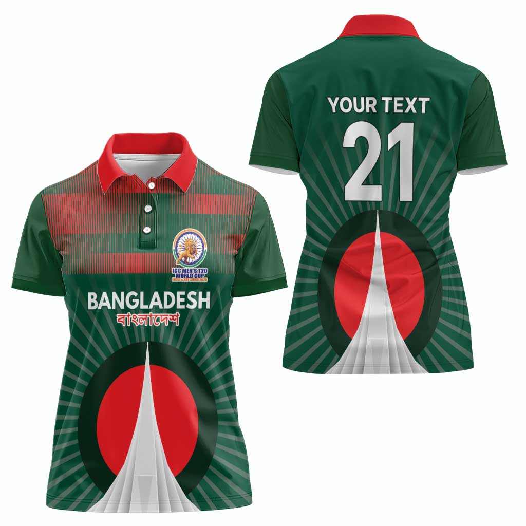 Custom Bangladesh Cricket Spirit 2026 Women Polo Shirt World T20 Edition - Bengal Tiger - Wonder Print Shop