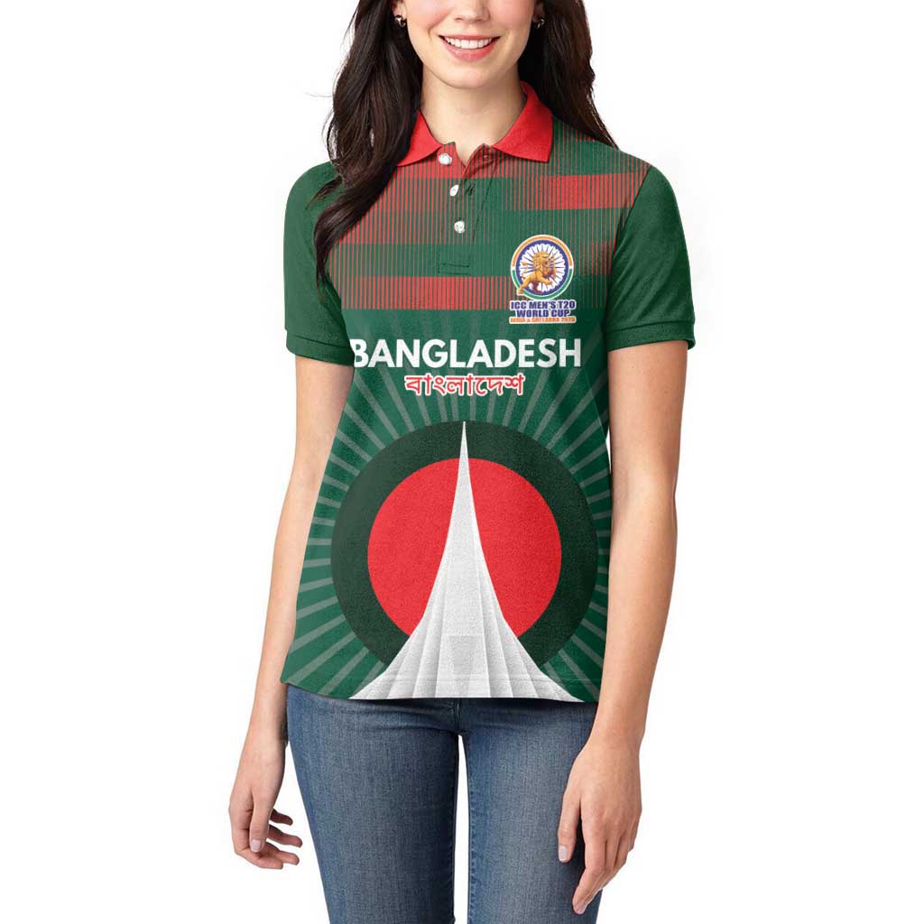 Custom Bangladesh Cricket Spirit 2026 Women Polo Shirt World T20 Edition - Bengal Tiger - Wonder Print Shop