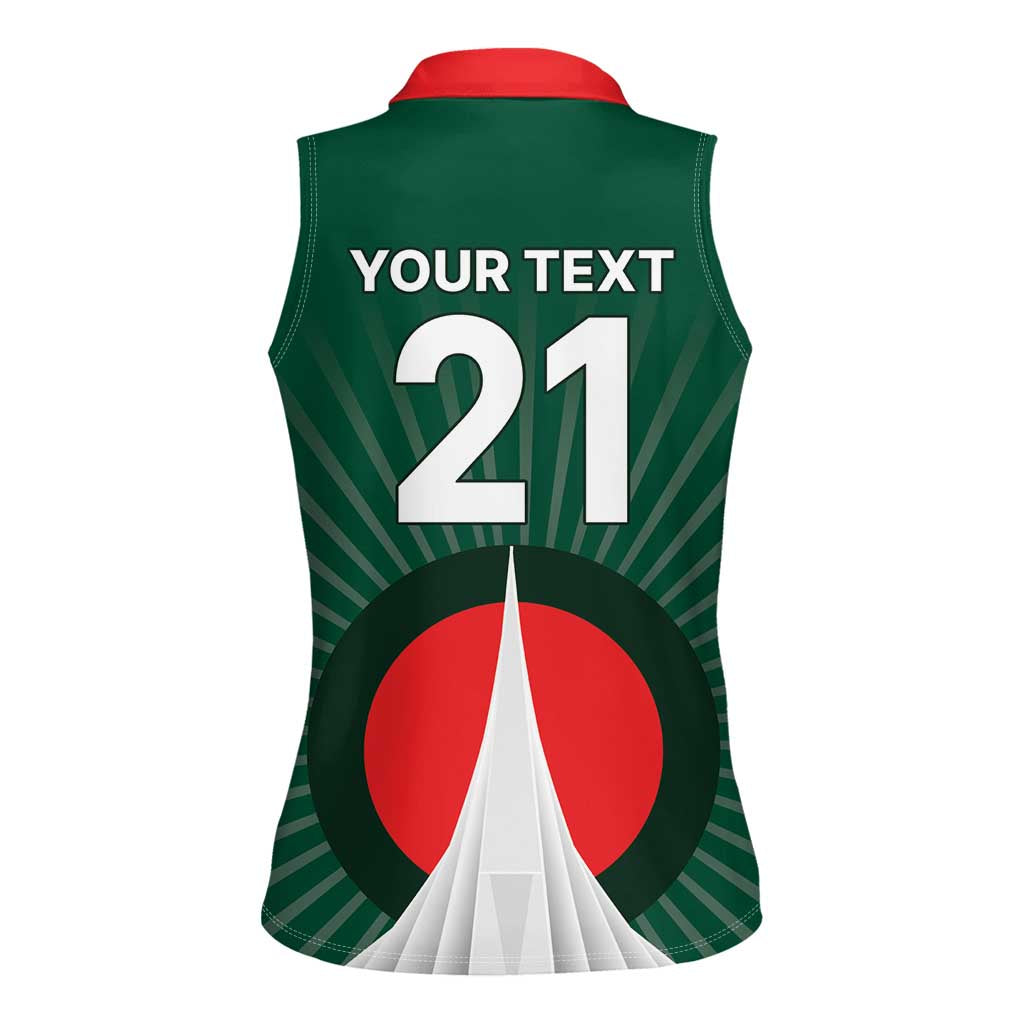 Custom Bangladesh Cricket Spirit 2026 Women Sleeveless Polo Shirt World T20 Edition - Bengal Tiger - Wonder Print Shop