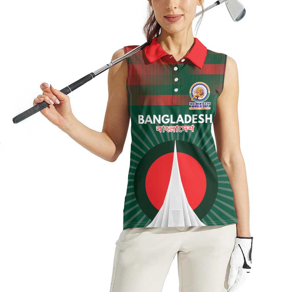 Custom Bangladesh Cricket Spirit 2026 Women Sleeveless Polo Shirt World T20 Edition - Bengal Tiger - Wonder Print Shop