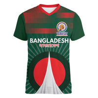Custom Bangladesh Cricket Spirit 2026 Women V-Neck T-Shirt World T20 Edition - Bengal Tiger - Wonder Print Shop