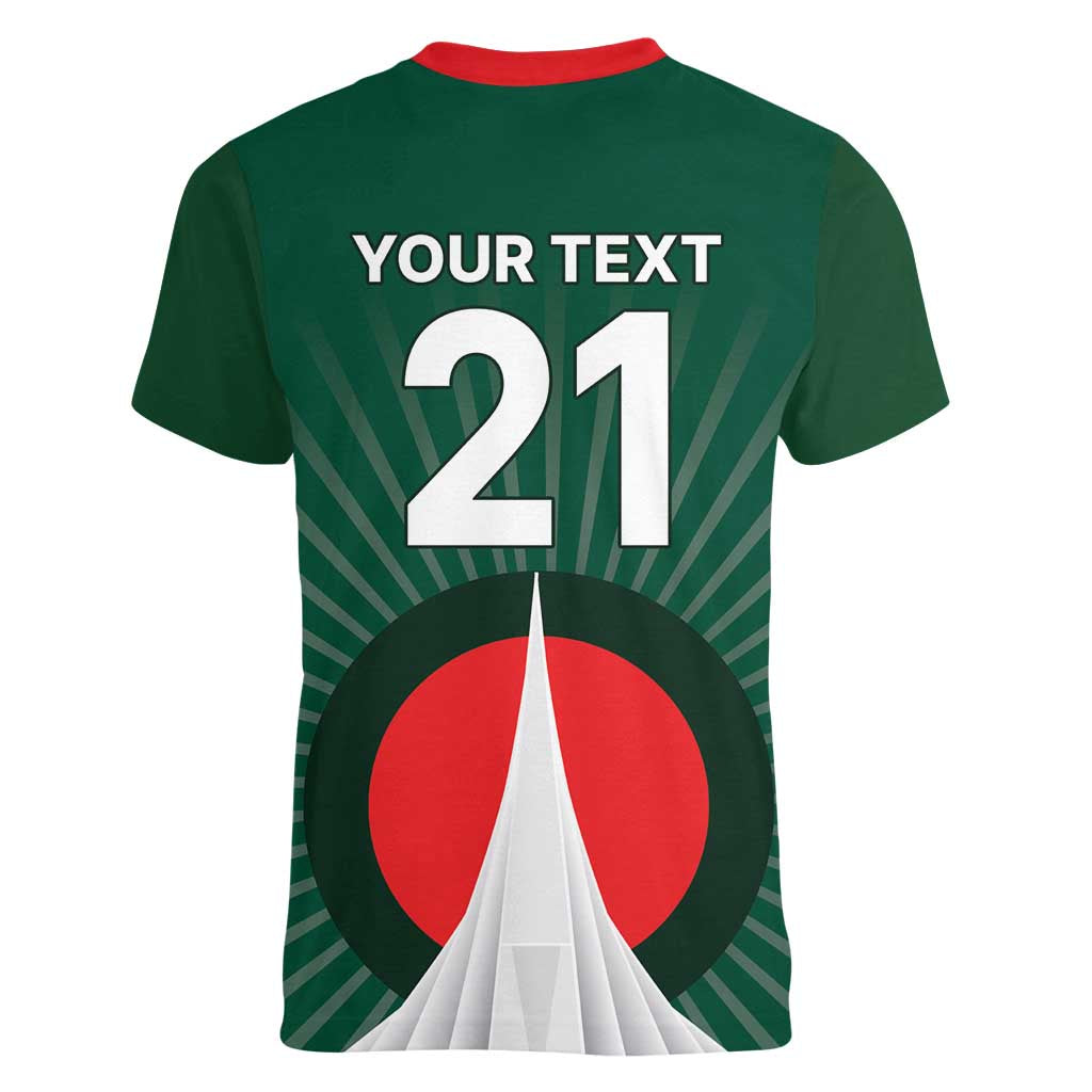 Custom Bangladesh Cricket Spirit 2026 Women V-Neck T-Shirt World T20 Edition - Bengal Tiger - Wonder Print Shop
