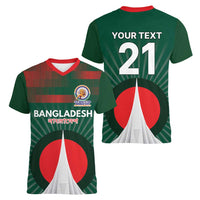 Custom Bangladesh Cricket Spirit 2026 Women V-Neck T-Shirt World T20 Edition - Bengal Tiger - Wonder Print Shop