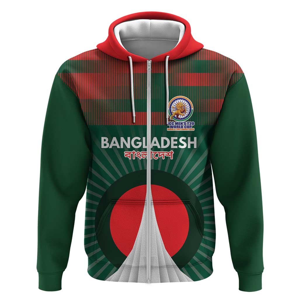 Custom Bangladesh Cricket Spirit 2026 Zip Hoodie World T20 Edition - Bengal Tiger - Wonder Print Shop