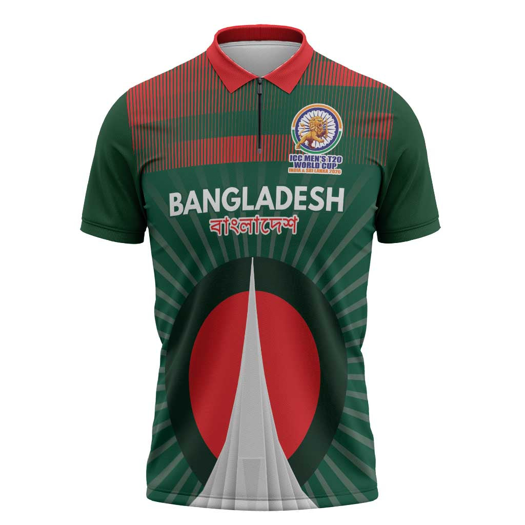 Custom Bangladesh Cricket Spirit 2026 Zipper Polo Shirt World T20 Edition - Bengal Tiger - Wonder Print Shop