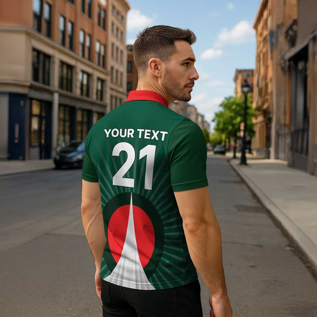 Custom Bangladesh Cricket Spirit 2026 Zipper Polo Shirt World T20 Edition - Bengal Tiger - Wonder Print Shop