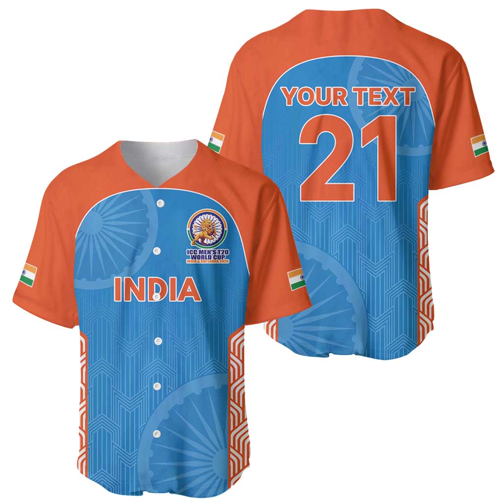 Custom India Cricket Spirit 2026 Baseball Jersey World T20 Edition - Wonder Print Shop