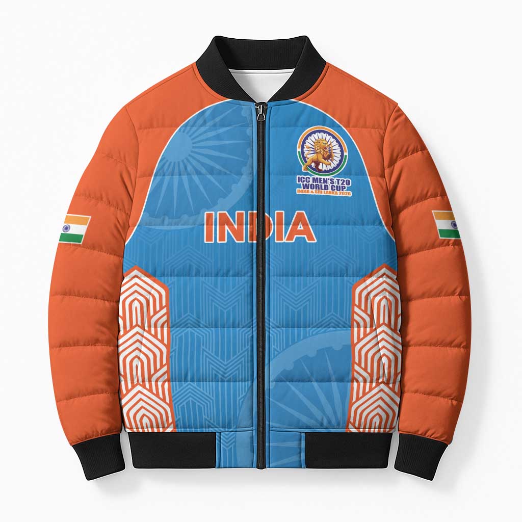 Custom India Cricket Spirit 2026 Bomber Puffer Jacket World T20 Edition - Wonder Print Shop
