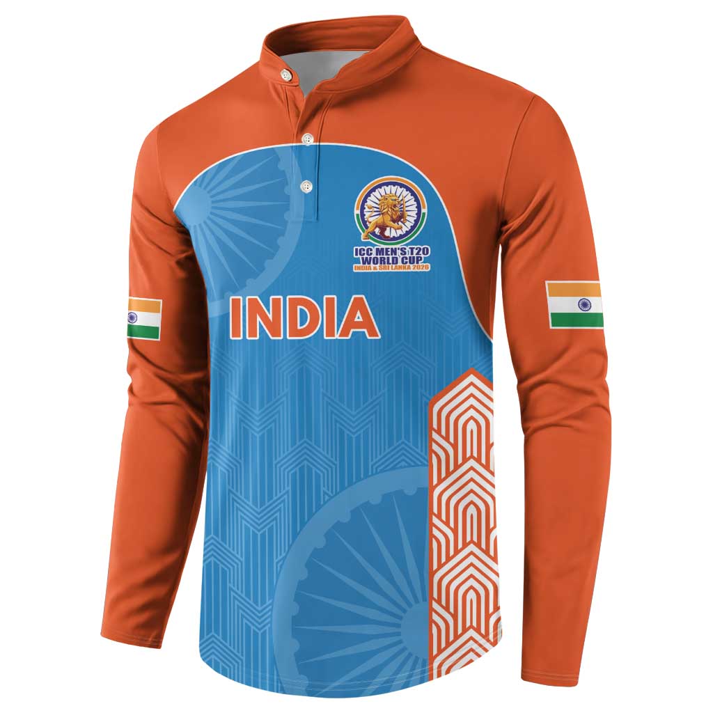 Custom India Cricket Spirit 2026 Button Sweatshirt World T20 Edition - Wonder Print Shop