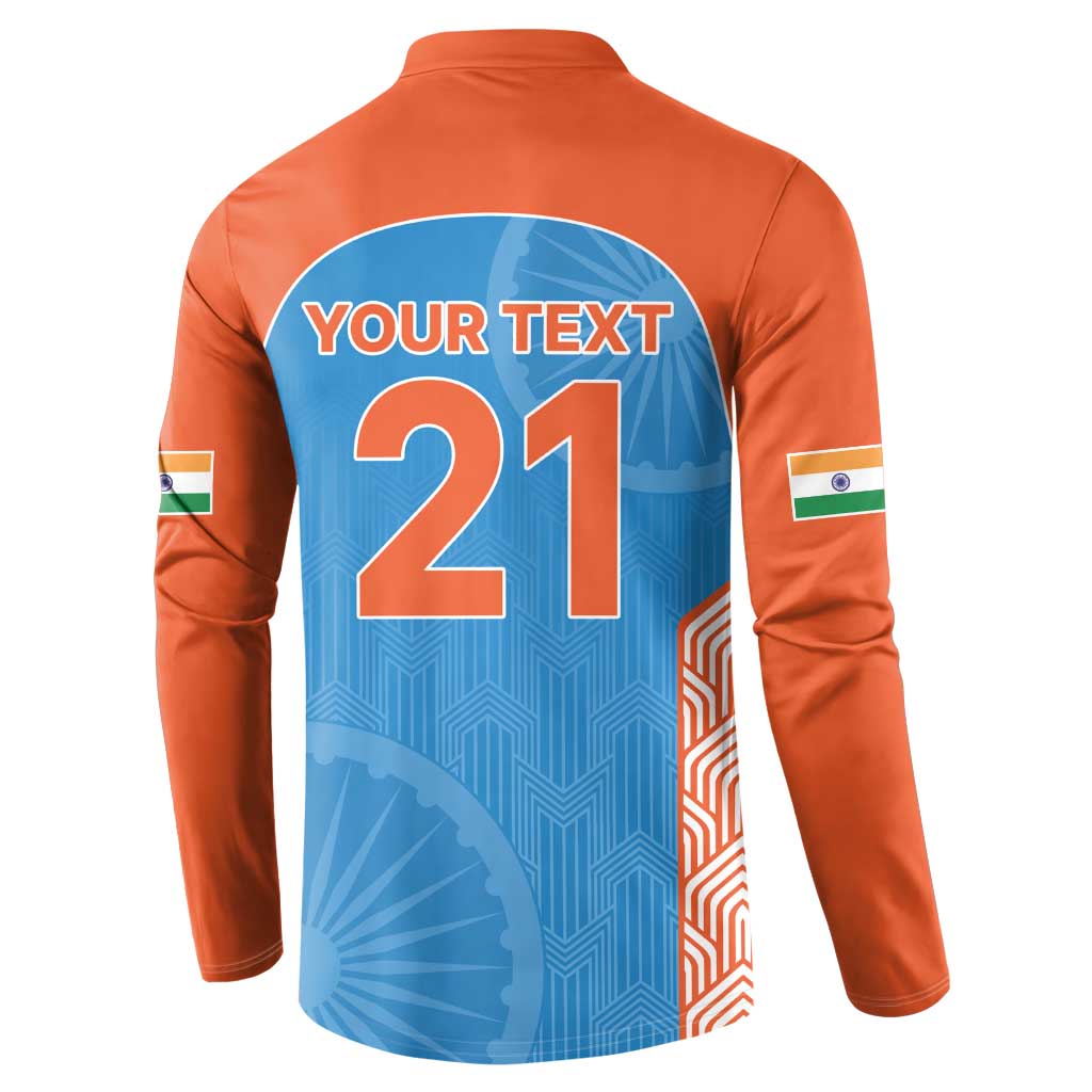 Custom India Cricket Spirit 2026 Button Sweatshirt World T20 Edition - Wonder Print Shop