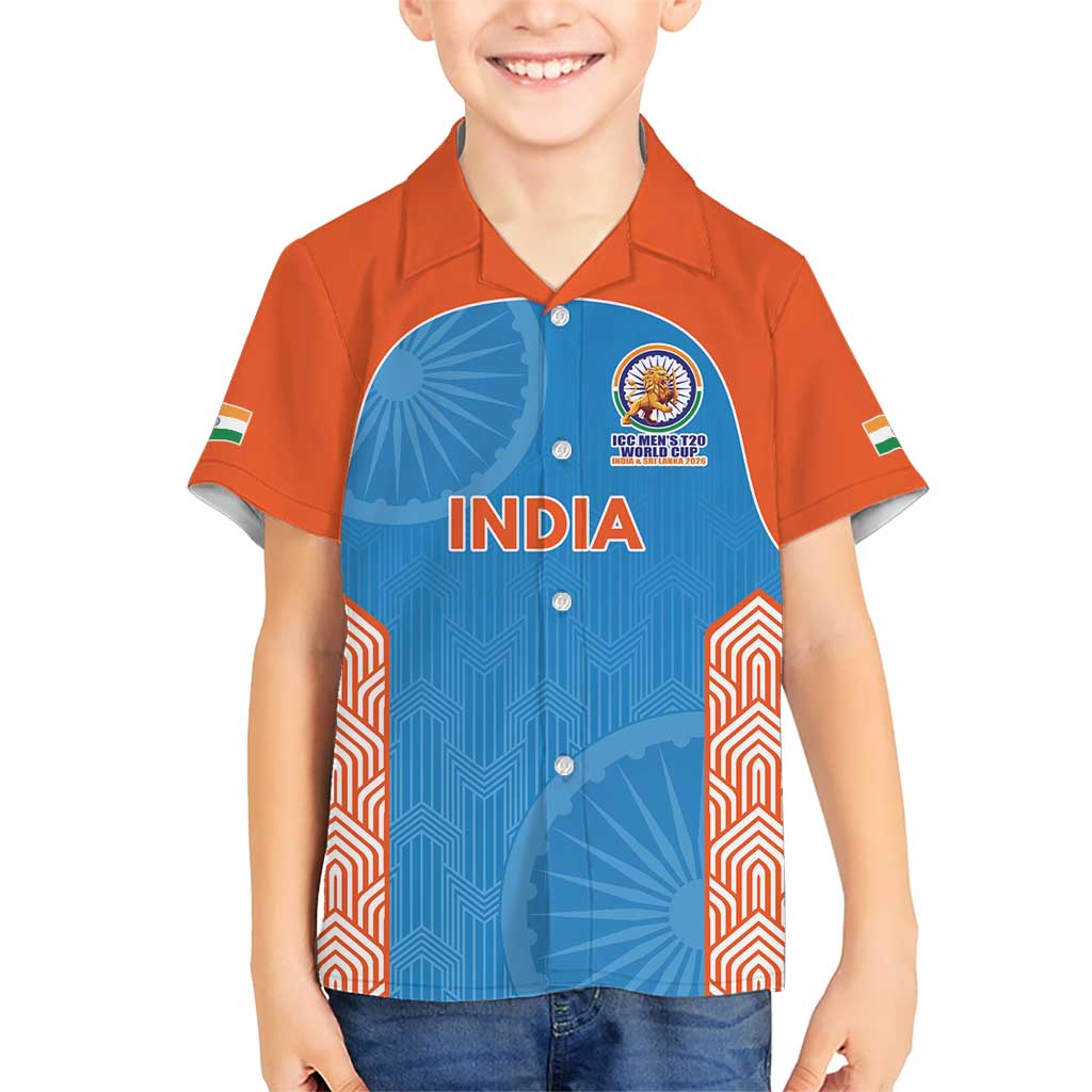 Custom India Cricket Spirit 2026 Kid Hawaiian Shirt World T20 Edition - Wonder Print Shop