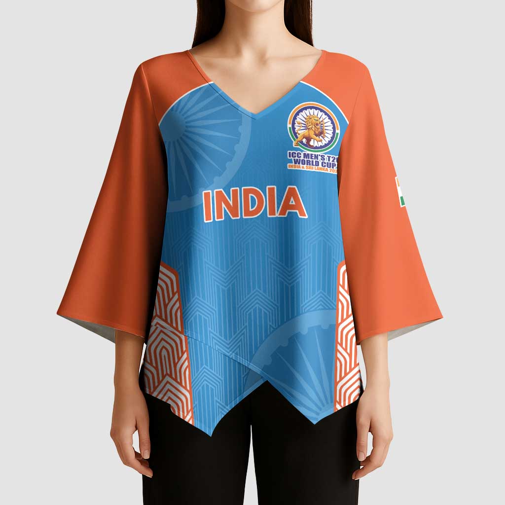 Custom India Cricket Spirit 2026 Kimono Sleeve Blouse World T20 Edition - Wonder Print Shop