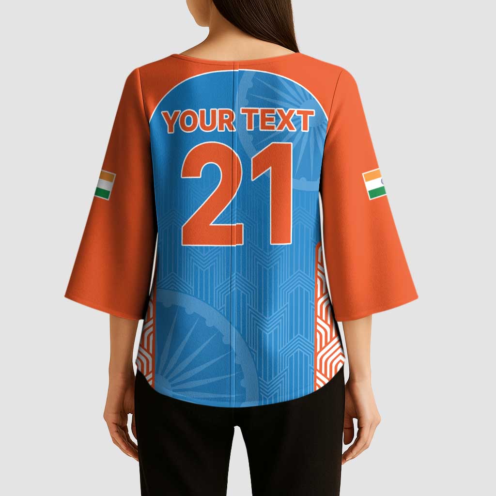 Custom India Cricket Spirit 2026 Kimono Sleeve Blouse World T20 Edition - Wonder Print Shop