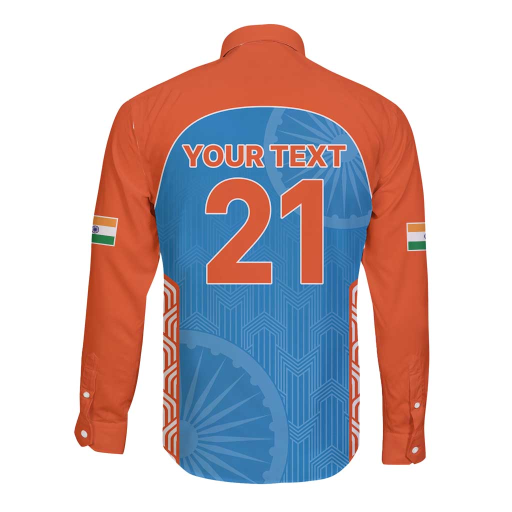 Custom India Cricket Spirit 2026 Long Sleeve Button Shirt World T20 Edition - Wonder Print Shop