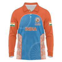 Custom India Cricket Spirit 2026 Long Sleeve Polo Shirt World T20 Edition - Wonder Print Shop