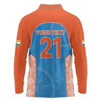 Custom India Cricket Spirit 2026 Long Sleeve Polo Shirt World T20 Edition - Wonder Print Shop