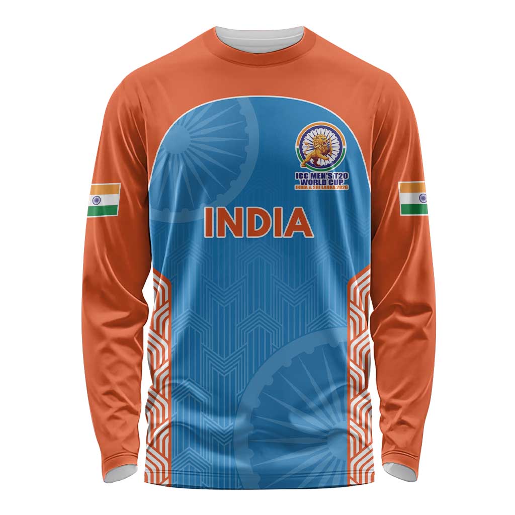 Custom India Cricket Spirit 2026 Long Sleeve Shirt World T20 Edition - Wonder Print Shop