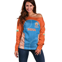 Custom India Cricket Spirit 2026 Off Shoulder Sweater World T20 Edition - Wonder Print Shop