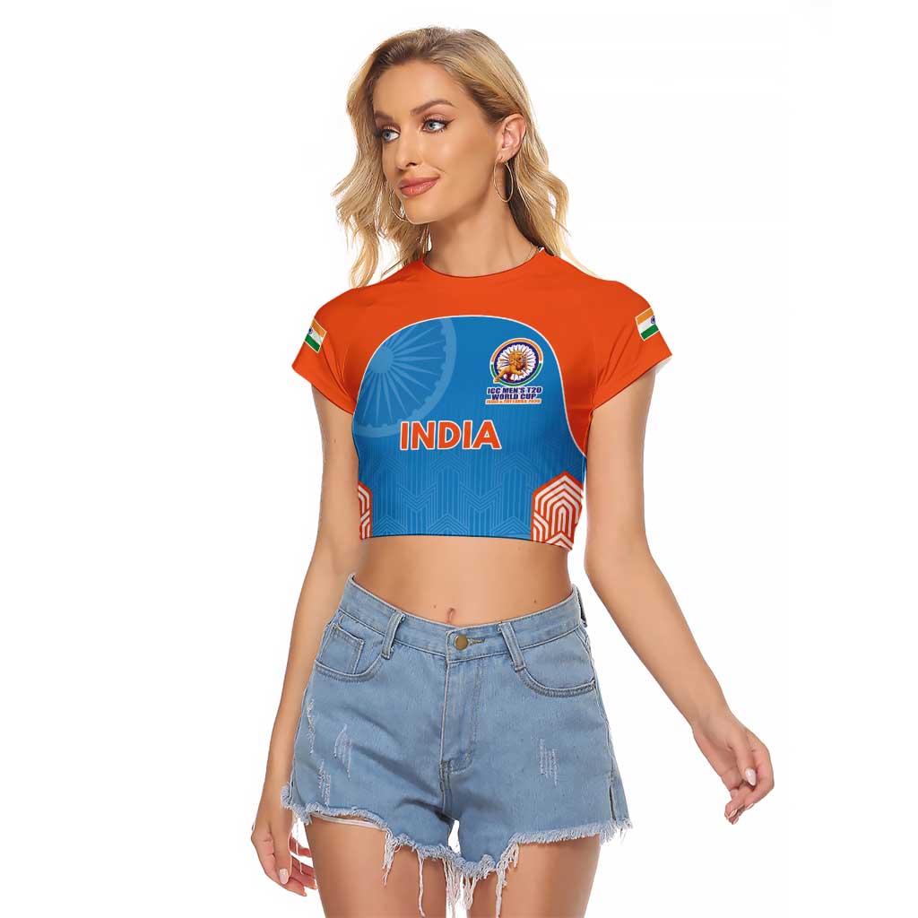 Custom India Cricket Spirit 2026 Raglan Cropped T Shirt World T20 Edition - Wonder Print Shop