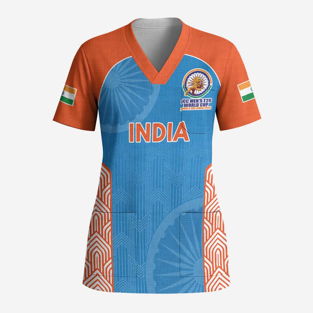 Custom India Cricket Spirit 2026 Scrub Top World T20 Edition - Wonder Print Shop