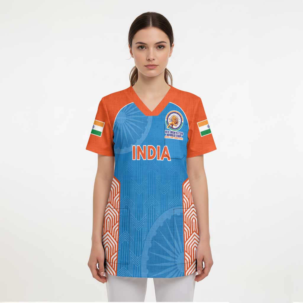 Custom India Cricket Spirit 2026 Scrub Top World T20 Edition - Wonder Print Shop