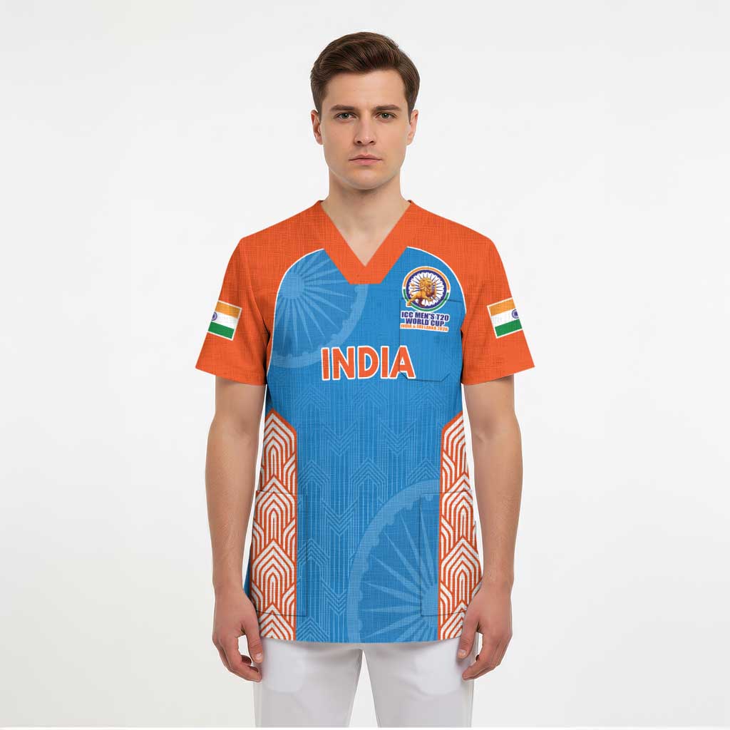Custom India Cricket Spirit 2026 Scrub Top World T20 Edition - Wonder Print Shop