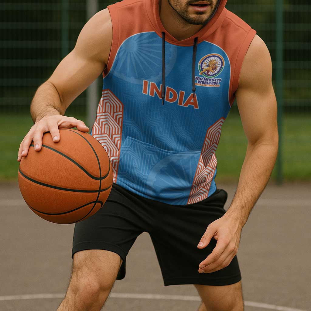 Custom India Cricket Spirit 2026 Sleeveless Hoodie World T20 Edition - Wonder Print Shop