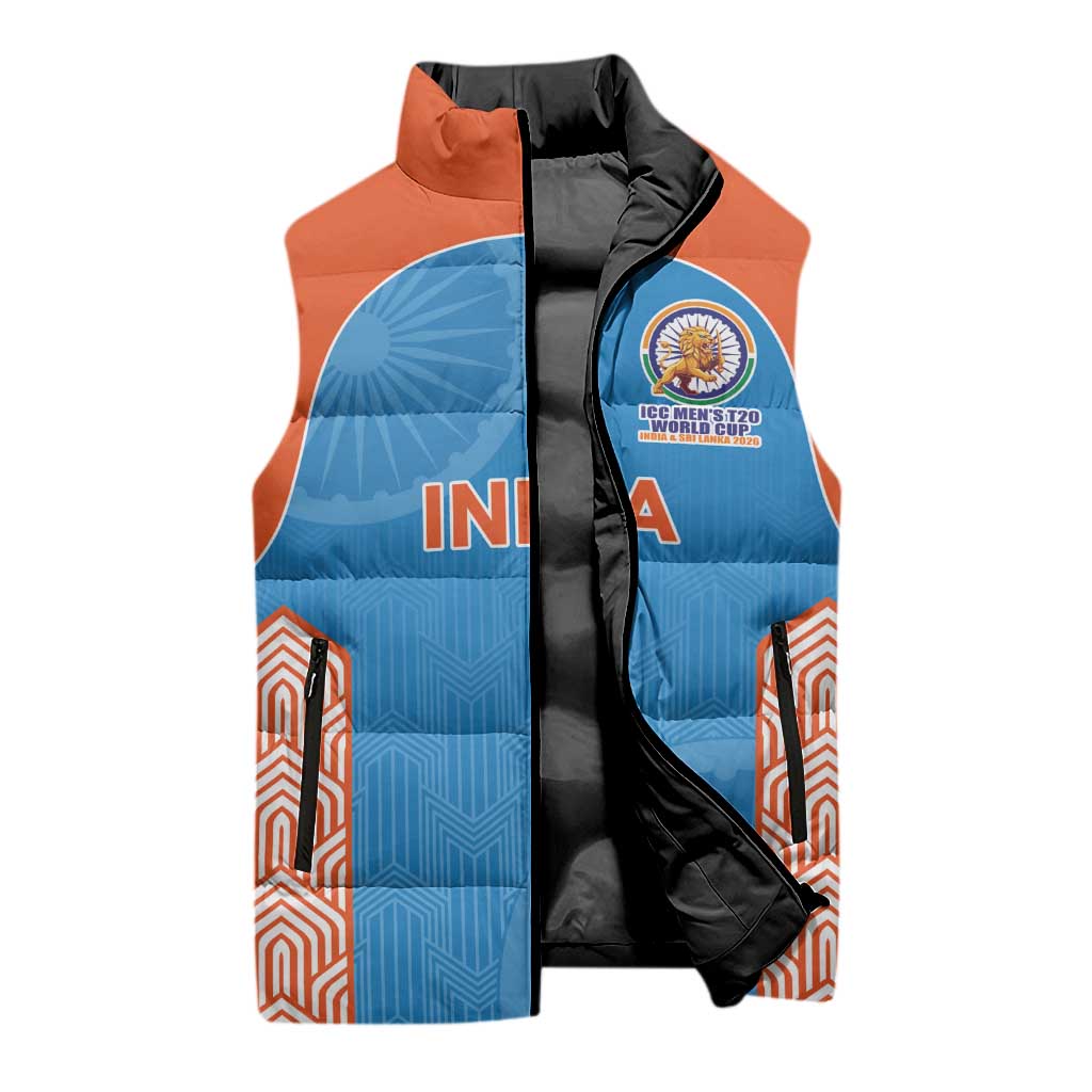 Custom India Cricket Spirit 2026 Sleeveless Puffer Jacket World T20 Edition - Wonder Print Shop