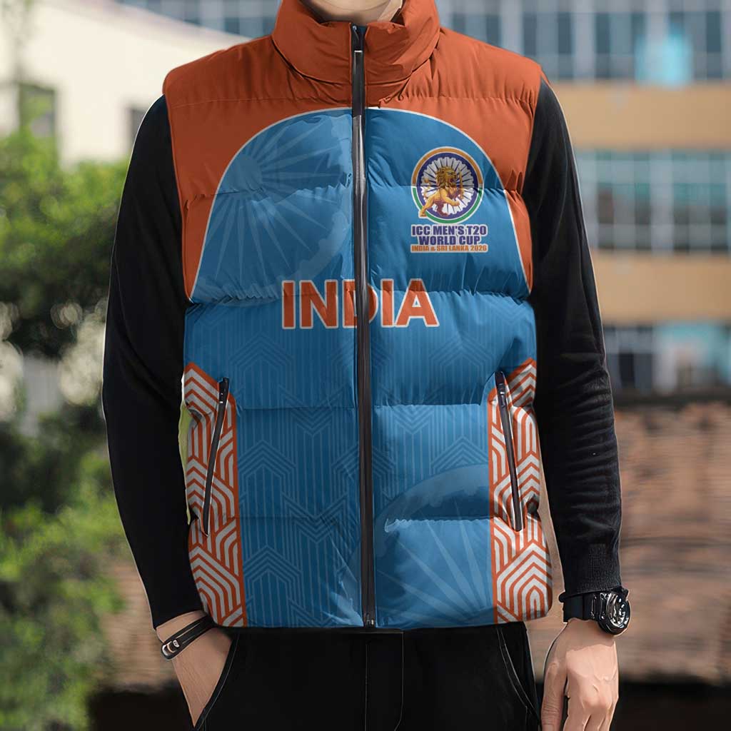 Custom India Cricket Spirit 2026 Sleeveless Puffer Jacket World T20 Edition - Wonder Print Shop