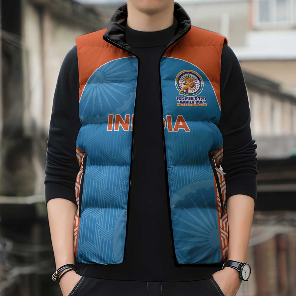 Custom India Cricket Spirit 2026 Sleeveless Puffer Jacket World T20 Edition - Wonder Print Shop