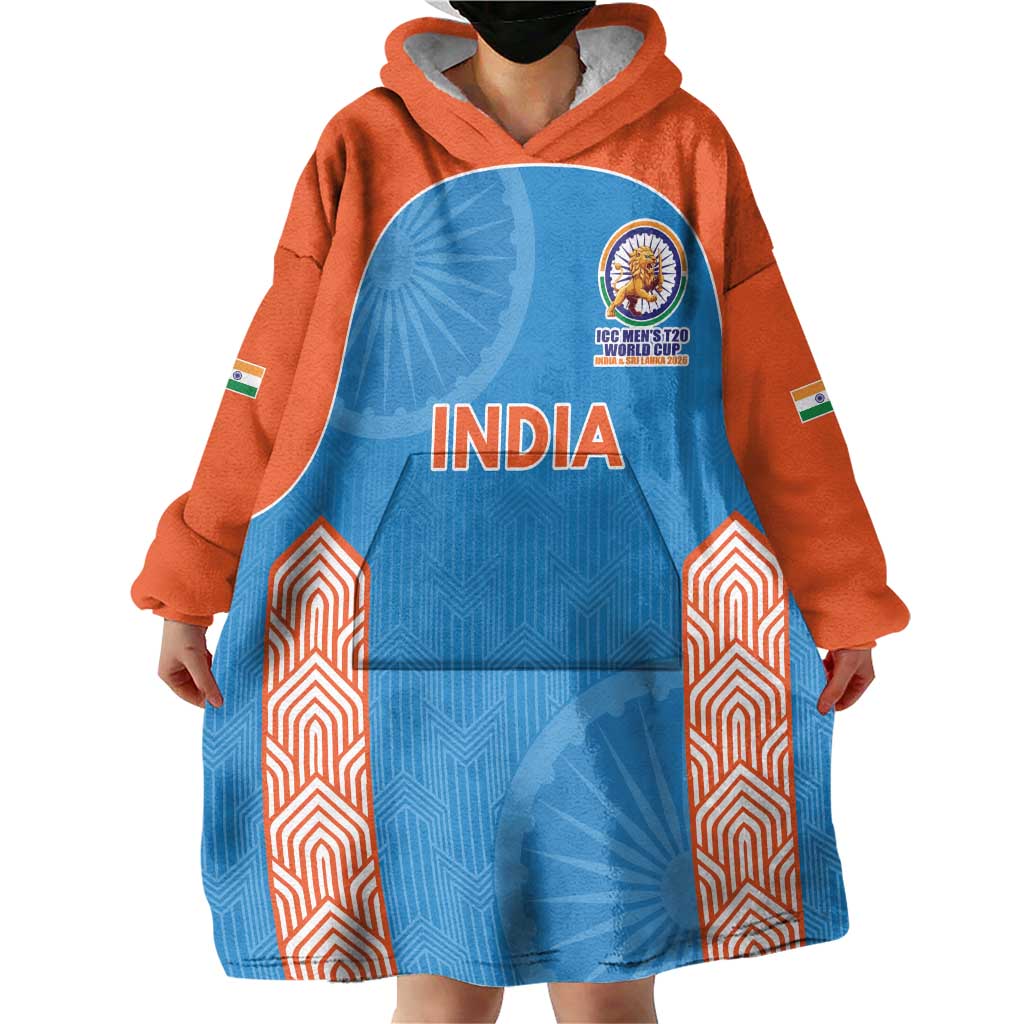 Custom India Cricket Spirit 2026 Wearable Blanket Hoodie World T20 Edition - Wonder Print Shop