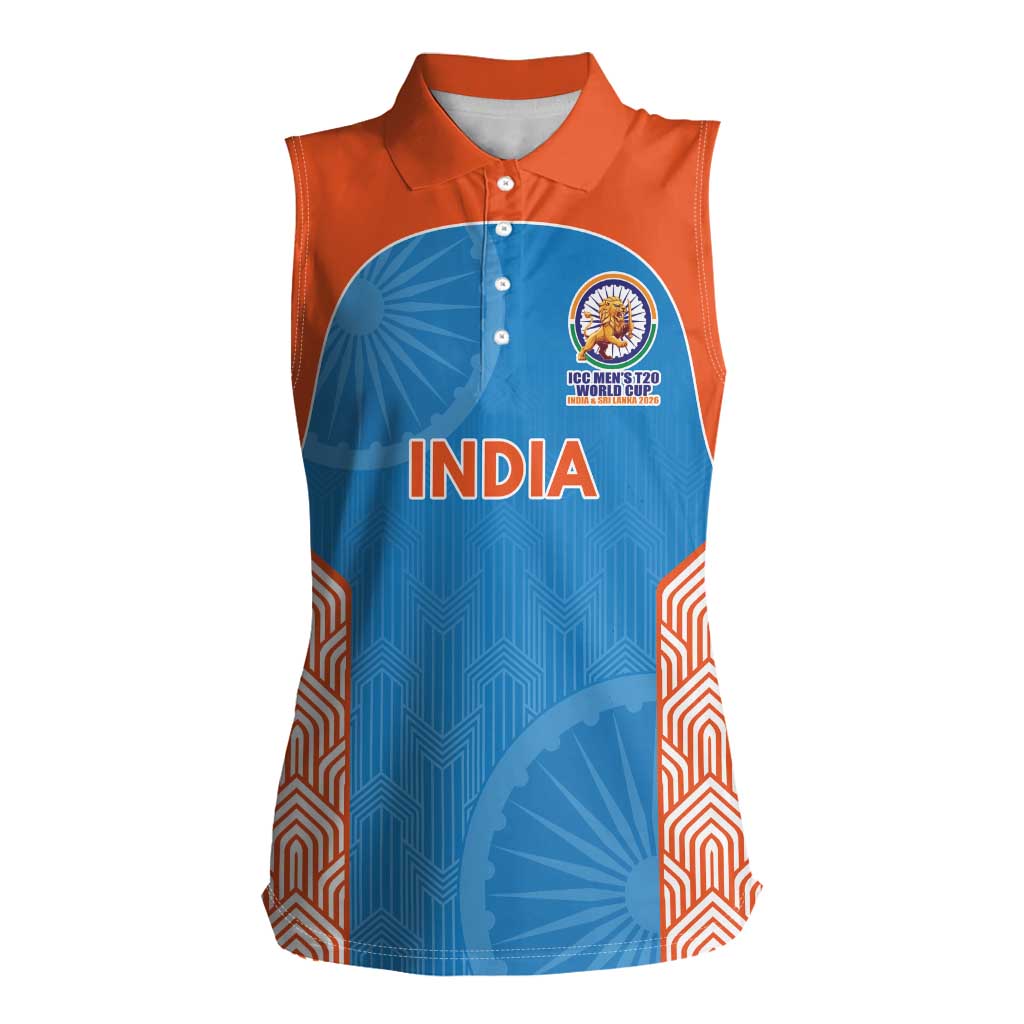Custom India Cricket Spirit 2026 Women Sleeveless Polo Shirt World T20 Edition - Wonder Print Shop
