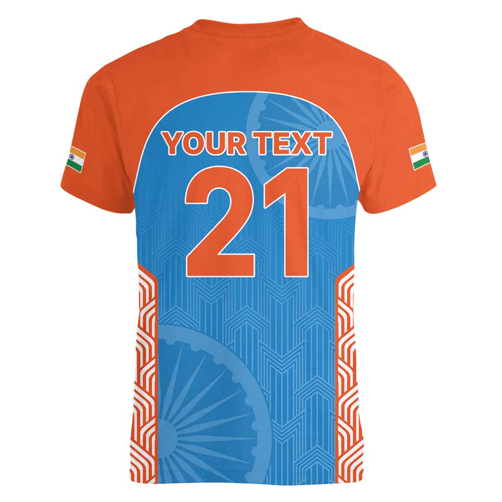 Custom India Cricket Spirit 2026 Women V-Neck T-Shirt World T20 Edition - Wonder Print Shop