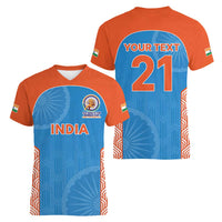 Custom India Cricket Spirit 2026 Women V-Neck T-Shirt World T20 Edition - Wonder Print Shop