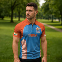 Custom India Cricket Spirit 2026 Zipper Polo Shirt World T20 Edition - Wonder Print Shop
