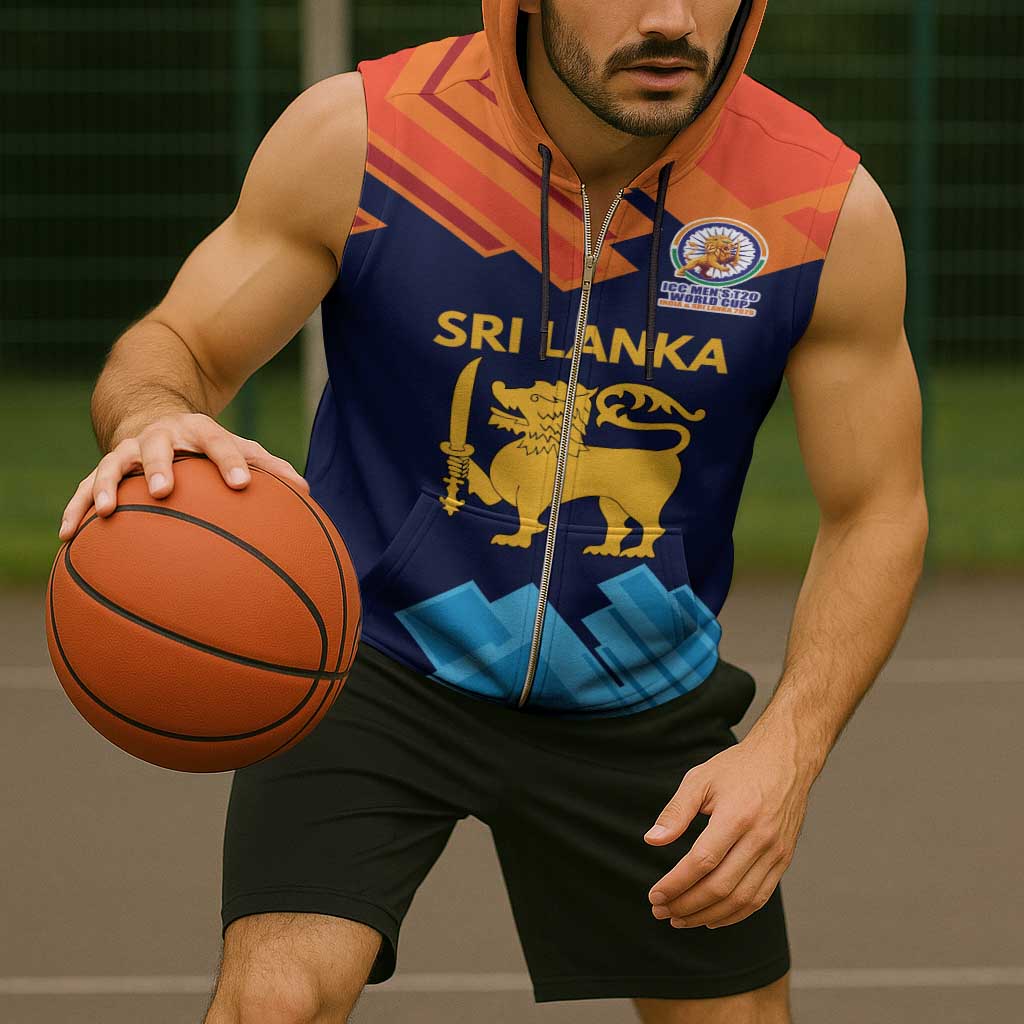 Custom Sri Lanka Cricket Spirit 2026 Sleeveless Zip Hoodie World T20 Edition - Wonder Print Shop
