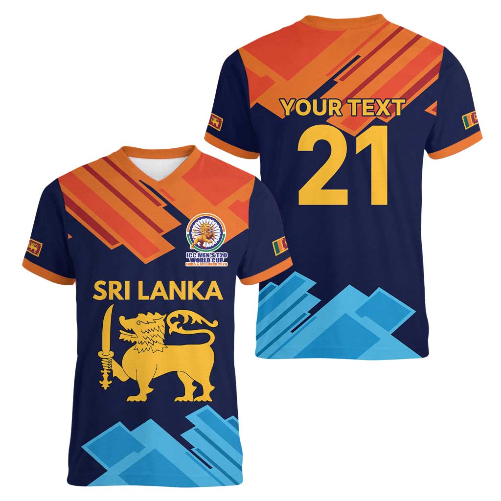 Custom Sri Lanka Cricket Spirit 2026 Women V-Neck T-Shirt World T20 Edition - Wonder Print Shop