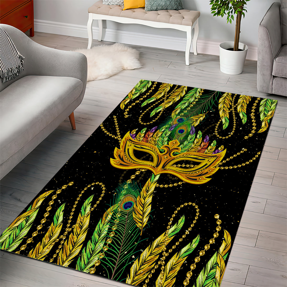 Feather Mask Mardi Gras Area Rug LT9 - Wonder Print Shop