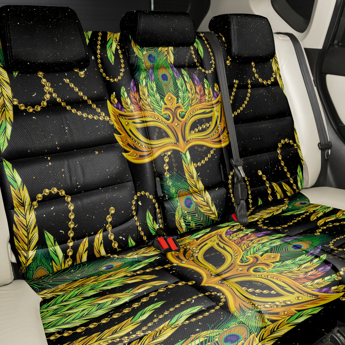 Feather Mask Mardi Gras Back Car Seat Cover LT9 - Wonder Print Shop