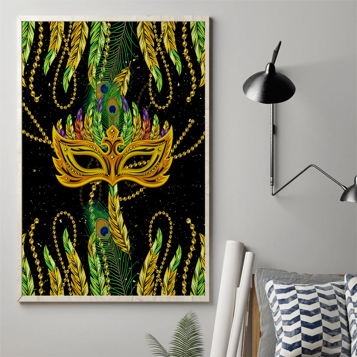 Feather Mask Mardi Gras Canvas Wall Art LT9 - Wonder Print Shop