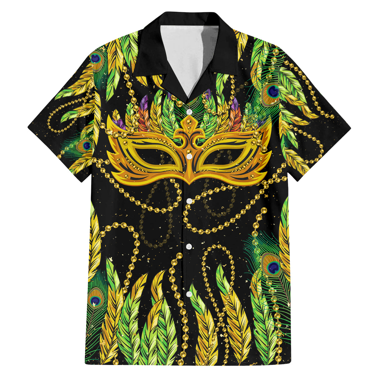 Feather Mask Mardi Gras Family Matching Mermaid Dress and Hawaiian Shirt LT9 - Wonder Print Shop
