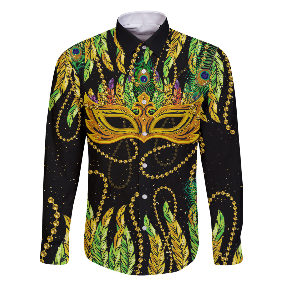 Feather Mask Mardi Gras Family Matching Off Shoulder Maxi Dress and Hawaiian Shirt LT9 - Wonder Print Shop