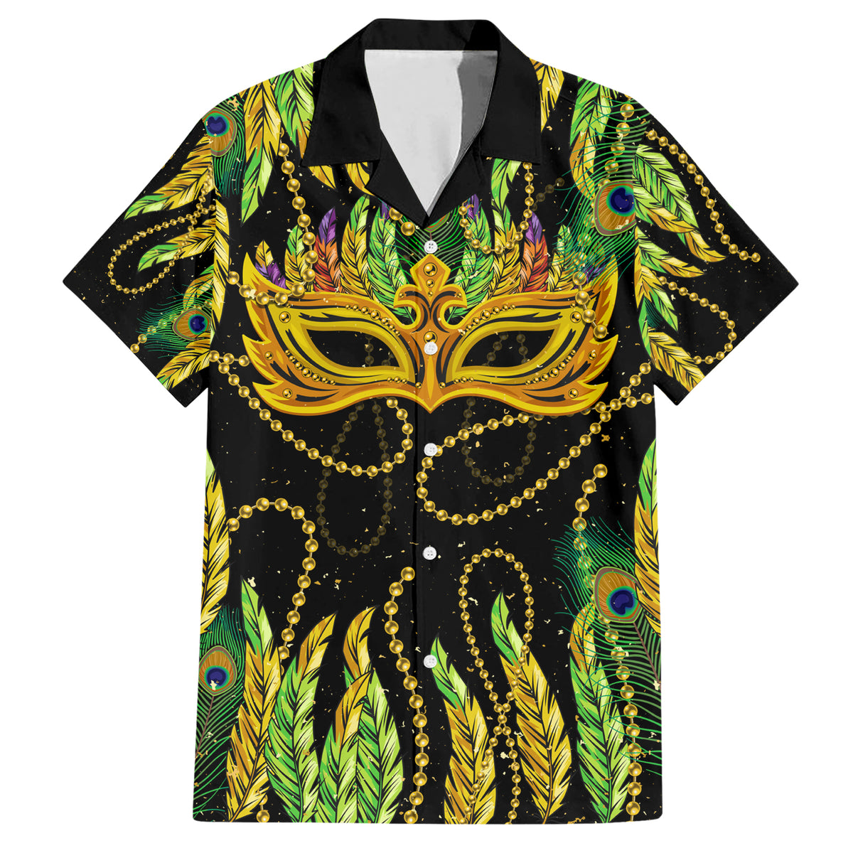 Feather Mask Mardi Gras Hawaiian Shirt - Wonder Print Shop