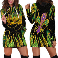 Feather Mask Mardi Gras Hoodie Dress - Wonder Print Shop