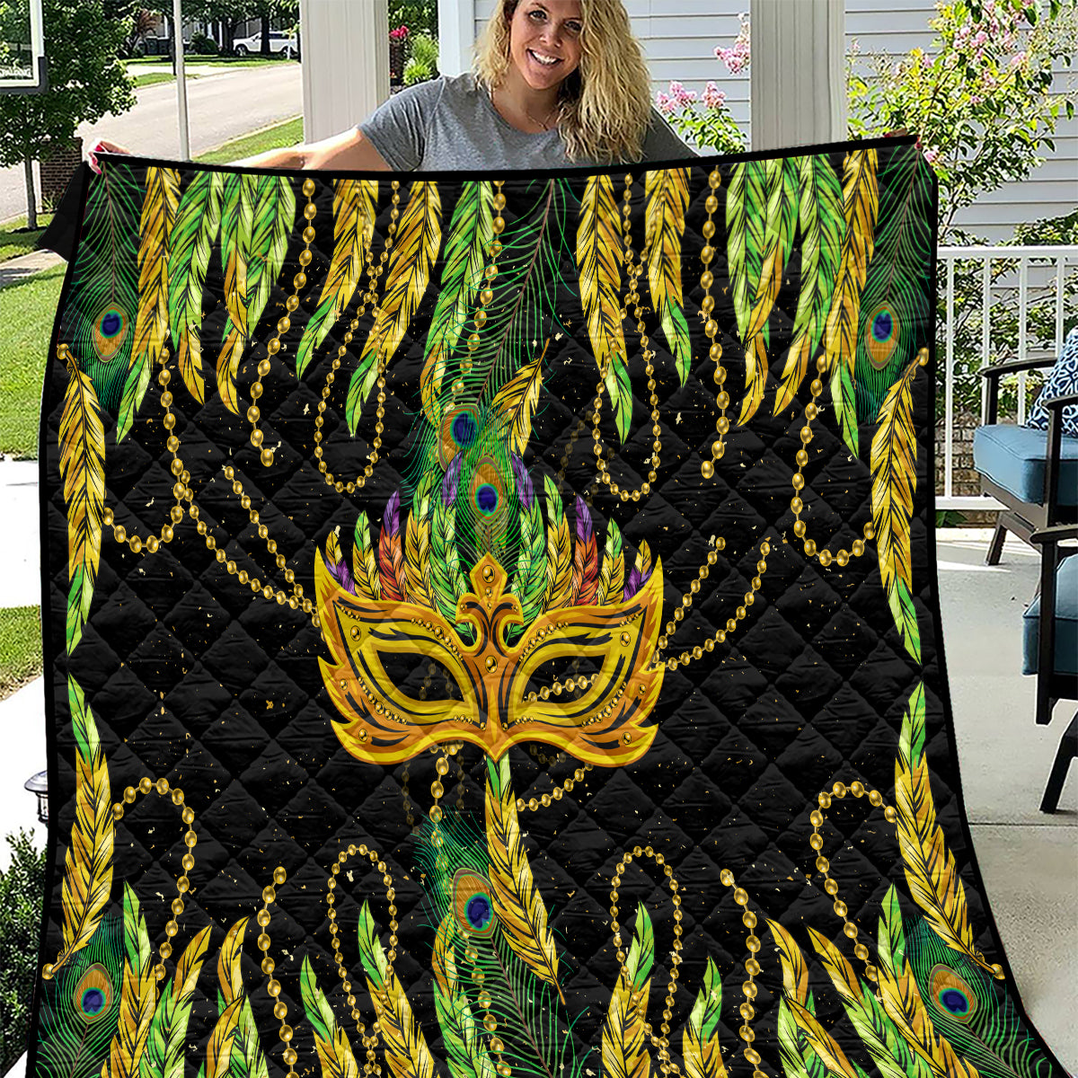 Feather Mask Mardi Gras Quilt - Wonder Print Shop