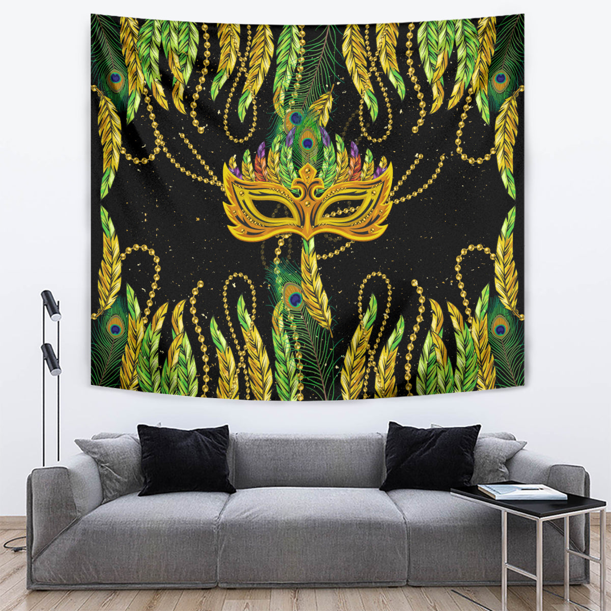 Feather Mask Mardi Gras Tapestry - Wonder Print Shop